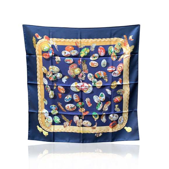 Hermes Accessories - HERMES Paris Blue Silk Scarf Couvee D' 1994 Caty Latham